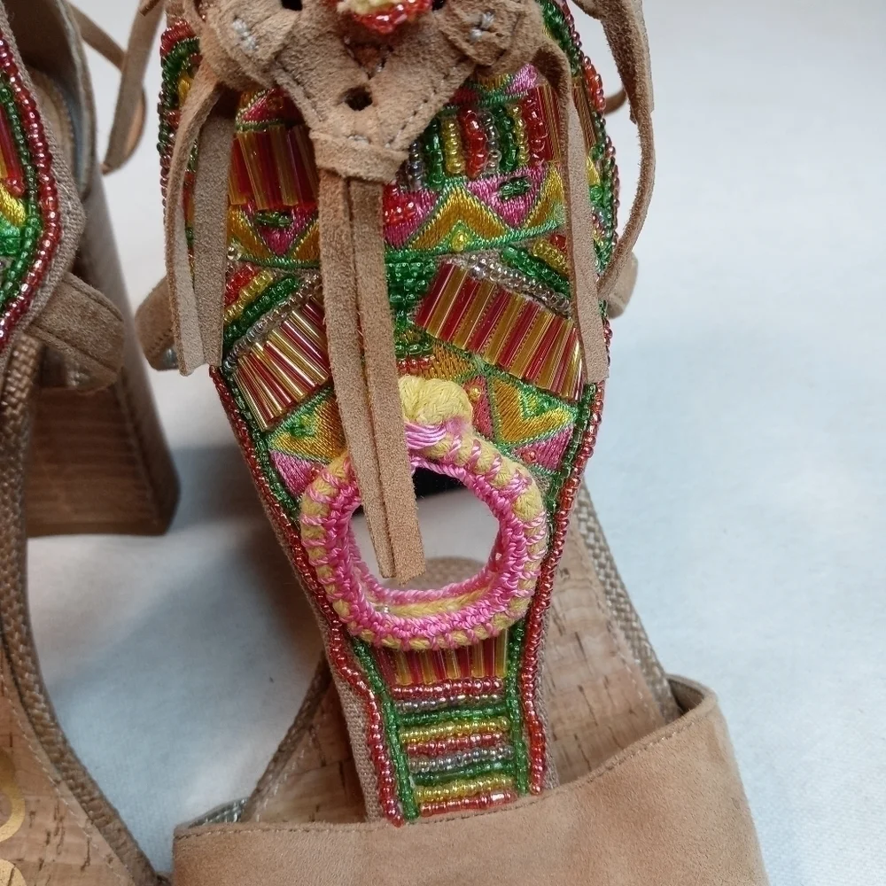 SAM EDELMAN Brown Leather ‘Yvette’ Embellished mir